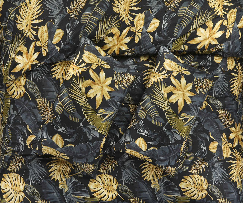 Aurelia Black & Gold Tropical Leaf Duvet Cover Set – UK Sizes
