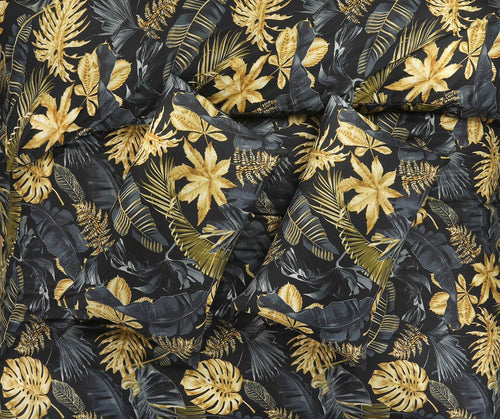 Aurelia Black & Gold Tropical Leaf Duvet Cover Set – UK Sizes