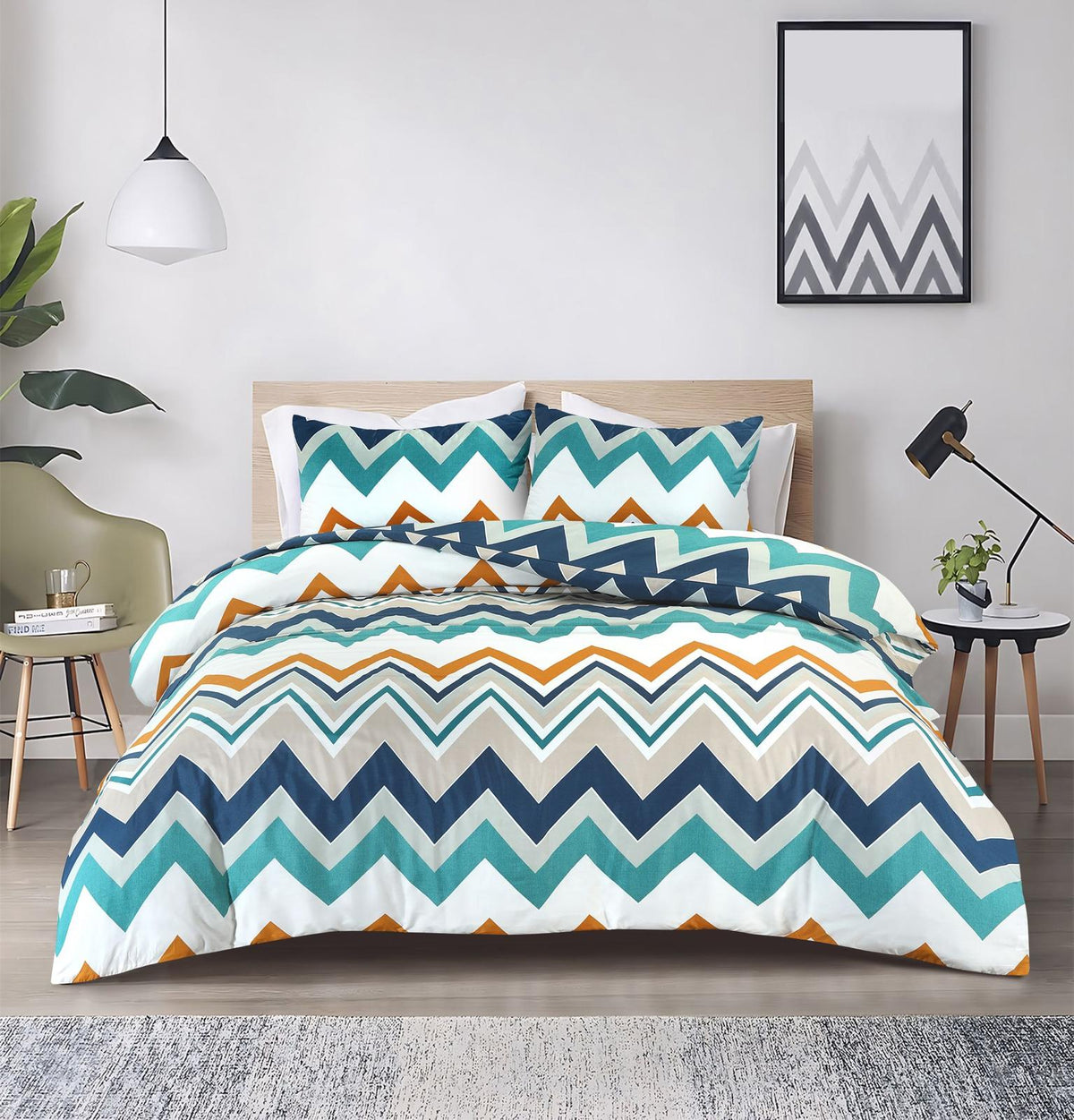 Retro Multicolour Chevron Duvet Cover Set – Single to Super King
