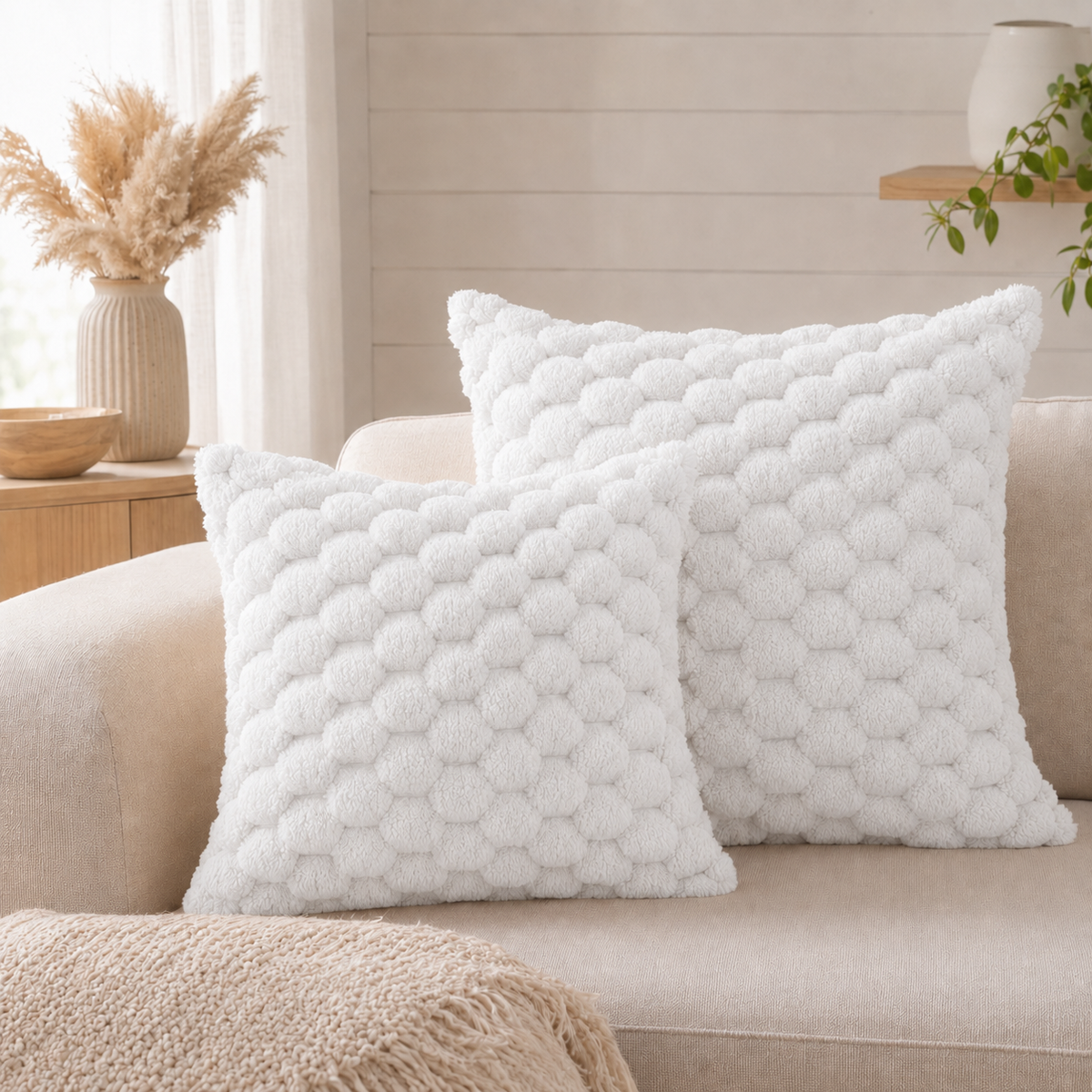 ELAFY Honeycomb Decorative Cushion in White
