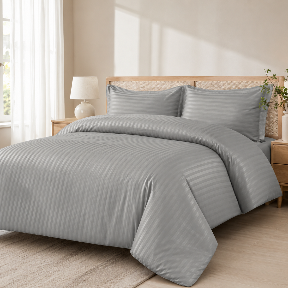 Satin Stripe Duvet Cover Set