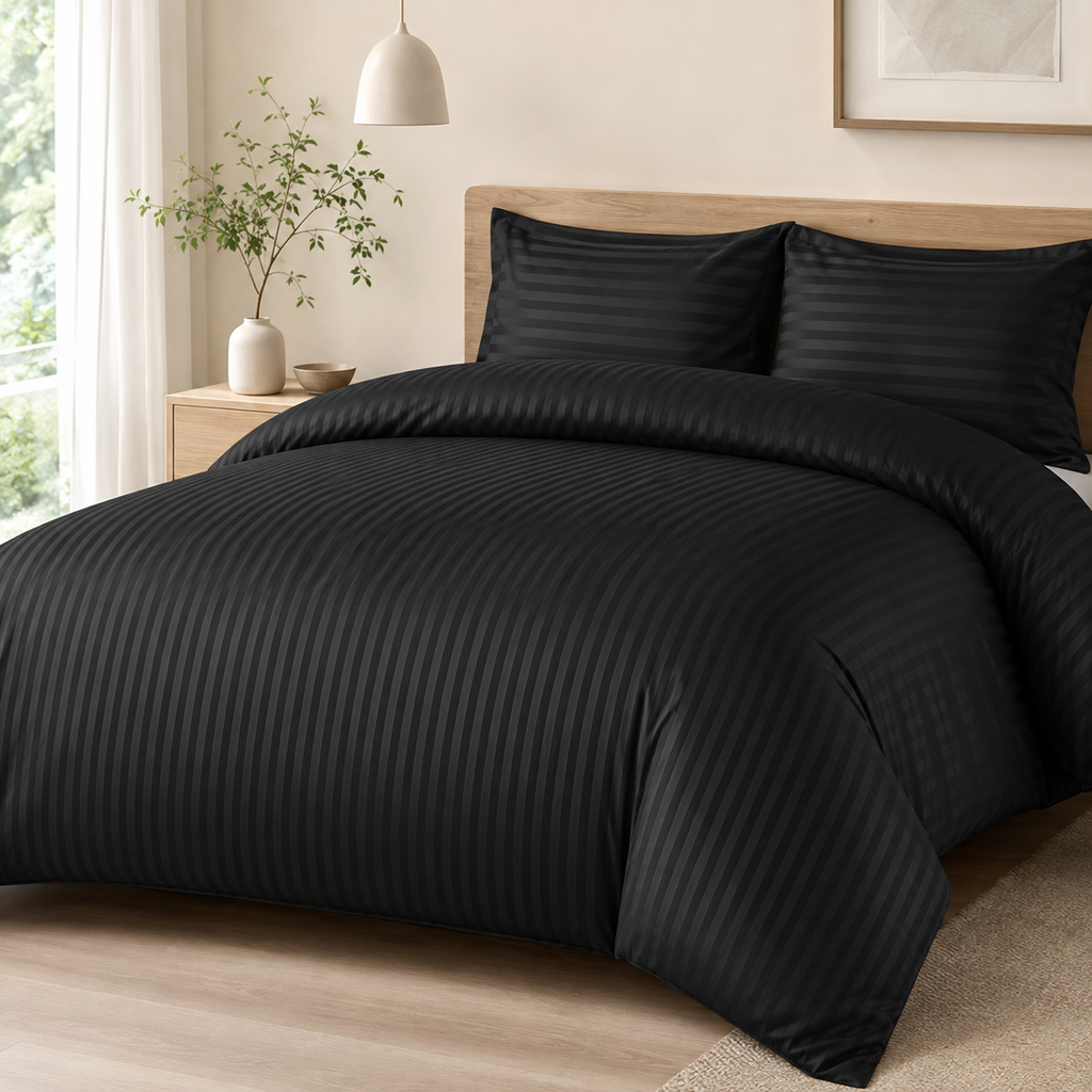 Satin Stripe Duvet Cover Set